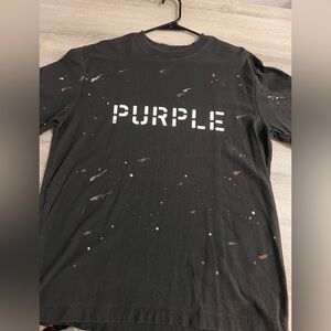 Purple Brand Black Tee With Paint Splatter Design